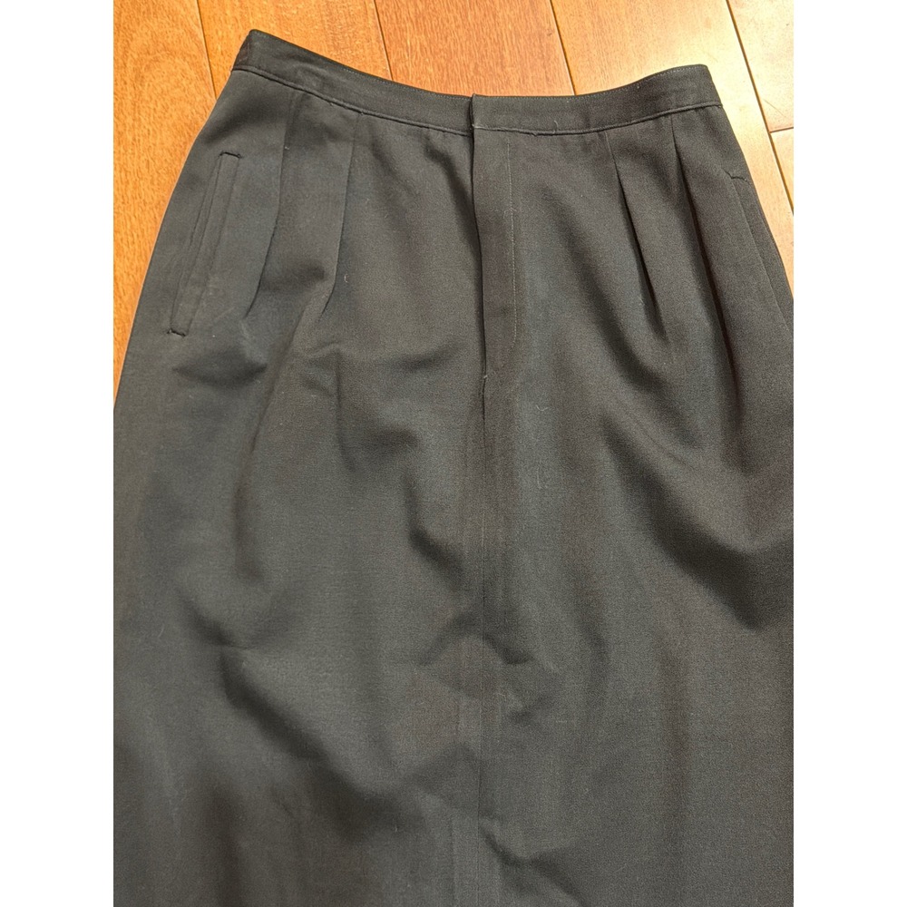 Saks Fifth Avenue Maxi Skirt Womens Black 100% Pure Wool Pleated Vintage 10 - Picture 2 of 7